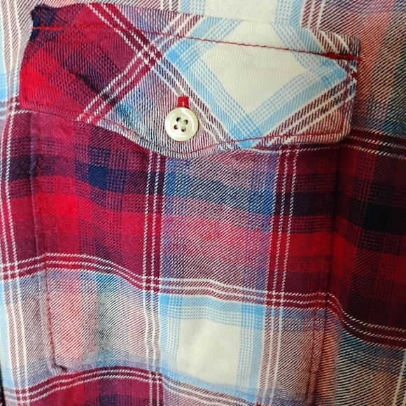 Gap+Pendleton Flannel Shirt Red Blue Plaid Boyfriend Fit Wool Blend Size Small - Picture 4 of 7
